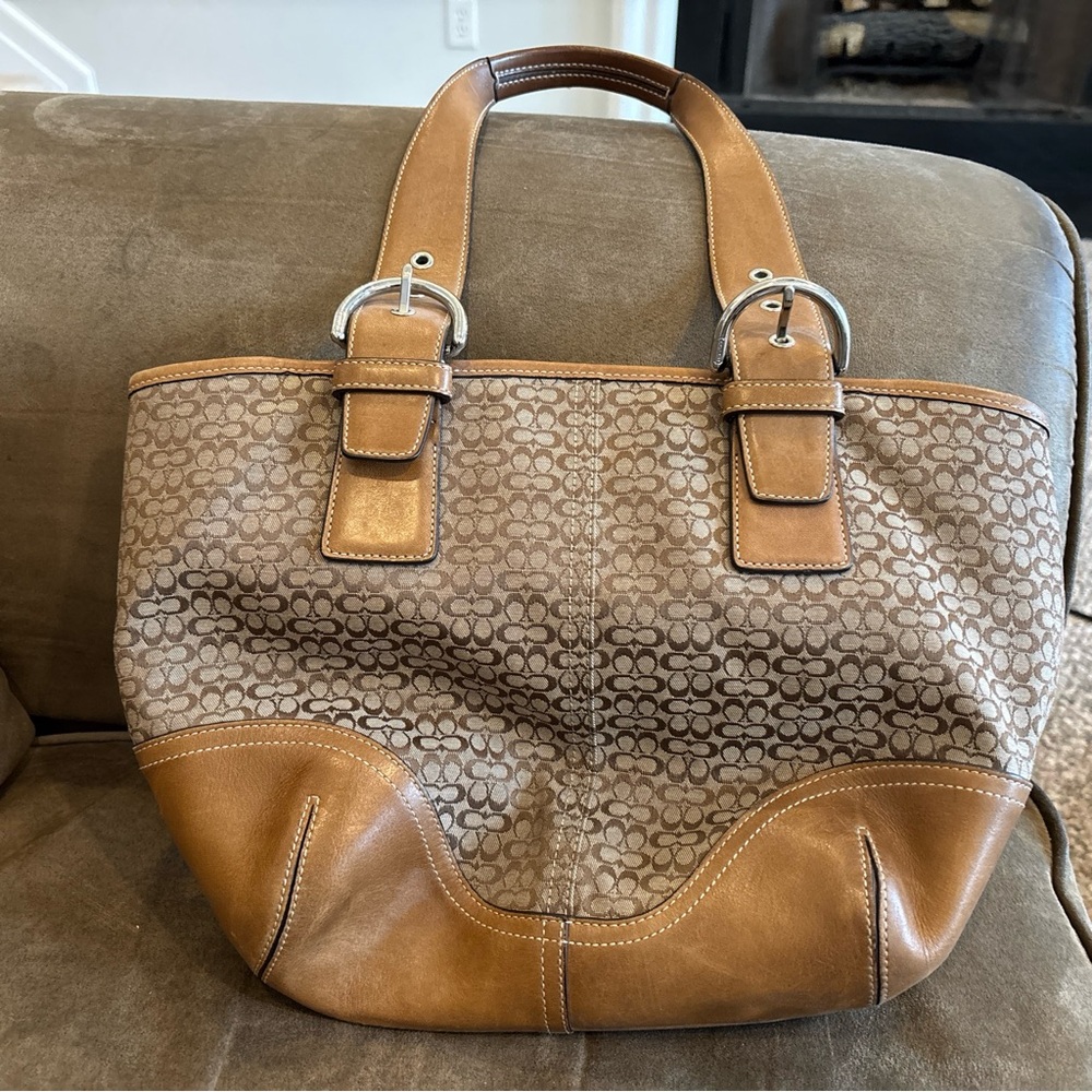 Vintage Coach Brown Leather Tote Bag 6383 - Picture 2 of 8
